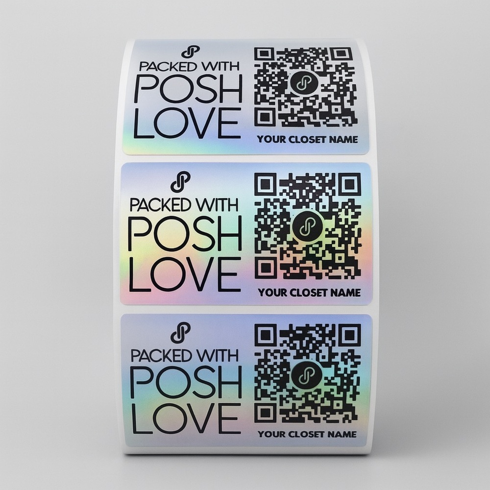 100 Custome 2.25" Stickers w/ Your Poshmark QR Code packed with posh love